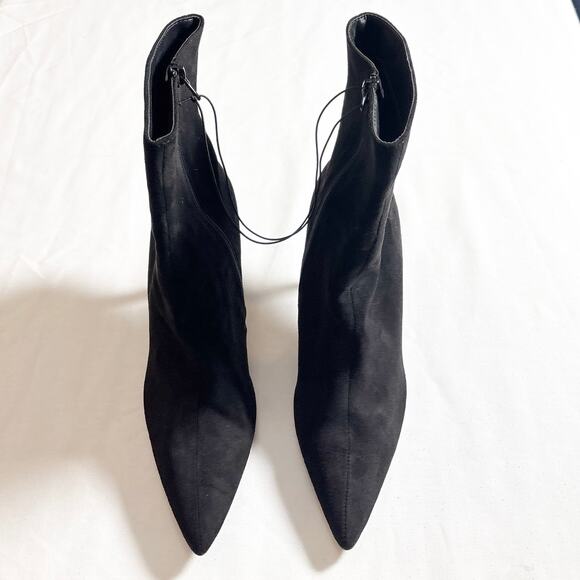 NWOT Forever 21 Black Zip-up Faux Suede Ankle Booties - Picture 2 of 7